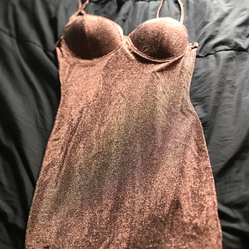 Shimmering Brown Slip Dress